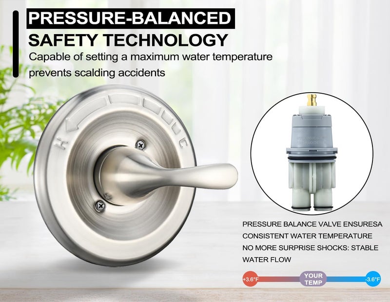 Merdicment T13020-SS Brushed Nickel Stainless Steel Replacement for Delta Classic 13 14 Series Single-Function Handle Trim Kit,Fit for Shower Rough-in Valve R10000 Series, (RP46074 Cartridge Included) - Image 5